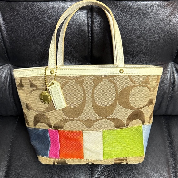 Coach Handbags - Coach Tan and Multicolor Patchwork Tote